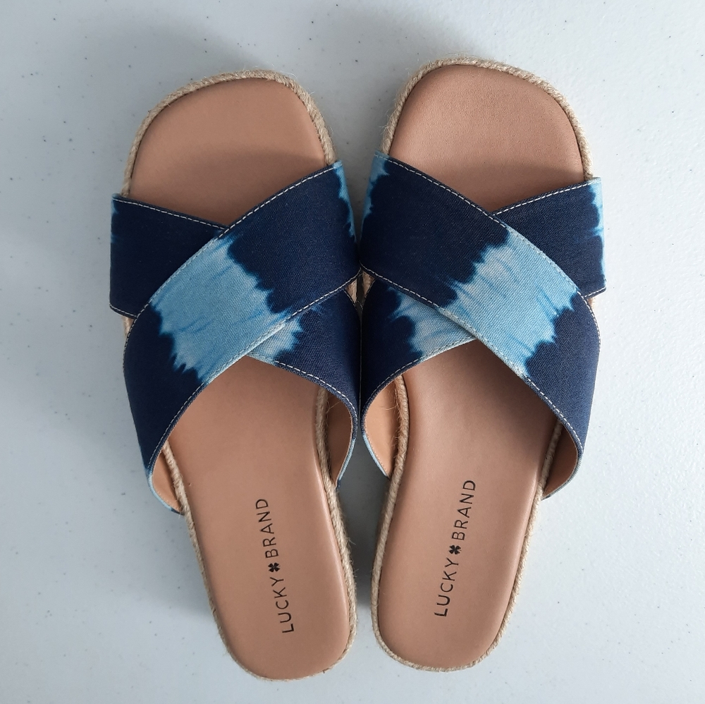 Lucky Brand Gayte Blue Tie Dye Espadrille Sandals size 7.5